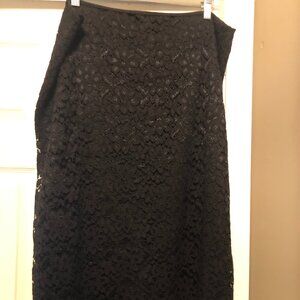 Black lace pencil skirt - lined.  Size 16